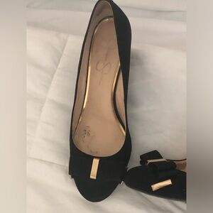 Black suede wedge…